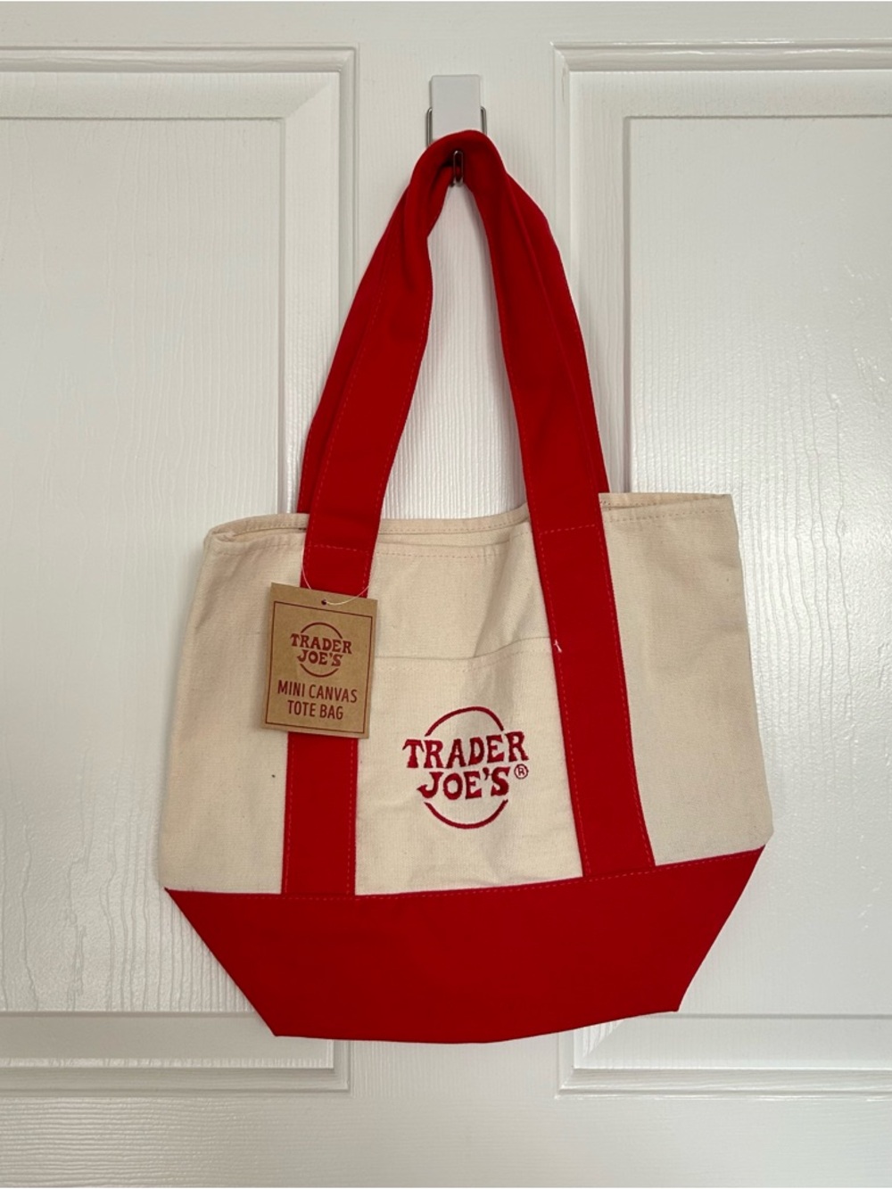 Trader Joe’s Red & Cream Mini Canvas Tote Bag
